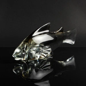 Rzeźba ryby welon przezroczysty szary etykieta Pauly podpisana szkło A. Barbini Murano - Zdjęcie 1 z 5