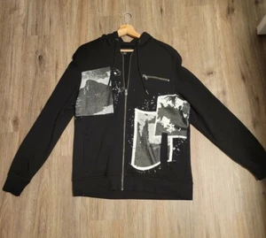 INC International Concepts Mens Metallic Patch Hoodie Deep Black Size M - Picture 1 of 8