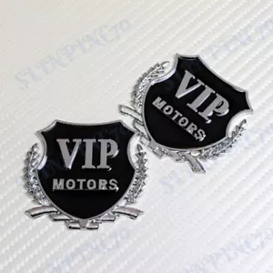 X2 VIP MOTORS 3D Logo Car Door Window Chrome Metal Emblem Badge Decal Stickers - Picture 1 of 6