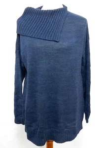 Matty M Women's Medium Sweater Cobalt Blue Asymmetrical Cowl Neck Long Sleeve - Picture 1 of 6