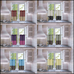 2pc Short Kitchen Set 2-Tone Window Dressing Grommet Lined Curtain Tier Eid 36"
