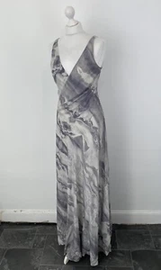 Gestuz Silk Maxi Dress Grey Faux Wrap Size 36 EU Women’s - Picture 1 of 13