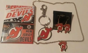 New Jersey Devils NHL Hockey Earrings, Necklace, Keychain, and Magnets BRAND NEW - Picture 1 of 7