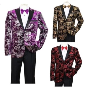 Men's Formal Tuxedo Blazer/Jacket Metallic Sequin Shawl Collar Jacket 818 - Picture 1 of 7