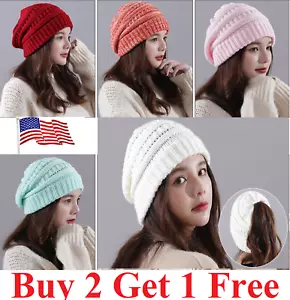 Beanie Hat Cap Cuff Plain Knit Ski Skull  Winter Warm Slouchy Men Women Unisex - Picture 1 of 14
