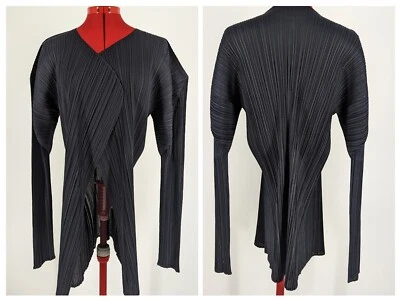 Pleats Please Issey Miyake Black Gothic Noir Open Cardigan Shirt Japan Size 5 - Image 1 of 4