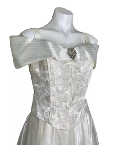 Aspeed Dress Gown Formal Wedding Sz 9 10 White Off The Shoulder USA Made Vintage - Picture 1 of 12