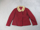 Vintage Coat Womens Medium M Red Fur Button Casual Wool Casual Overcoat