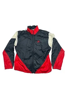 Men's Vintage 90's Nike Red White Black Color Block Windbreaker Zip Jacket Sz L - Picture 1 of 12