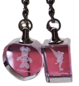 Walt Disney World Minnie Mouse and Tinker Bell Pink Acrylic Key Chain Lot of 2 - Picture 1 of 3