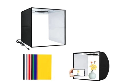 Mini Caja de Luz Fotografía - 25cm 30cm 40cm Kit de Estudio Portátil Luces LED Negro - Imagen 1 de 4