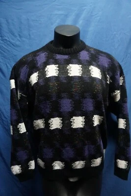Suéter De Colección Protege By Tag Púrpura y Negro Para Hombre Grande Estilo Años 90 100% Acrílico EE. UU. Foto 1 de 4