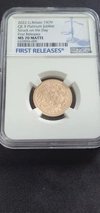 2022 Queen Elizabeth II Platinum Jubilee Gold Sovereign Struck On The Day - MS70 - Picture 1 of 8