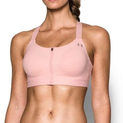 Sujetador deportivo Under Armour rosa eclipse alto impacto cremallera frontal talla 34D espalda deportiva Foto 1 de 4