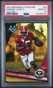 Bowman U Sapphire Dominic Lovett 2023 1st Bowman amarillo 26/75 PSA 10 gemas como nuevo - Imagen 1 de 2