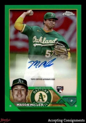 2023 Topps Chrome Update Green Refractor Mason Miller RC Rookie AUTO 48/99 - Image 1 of 2
