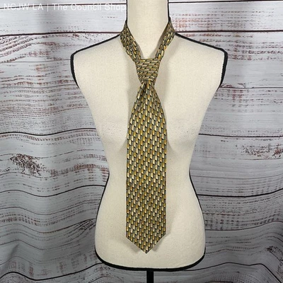 Ermenegildo Zegna Golden Geometric Pattern 100% Silk Tie - Size 58 in. - Image 1 of 4