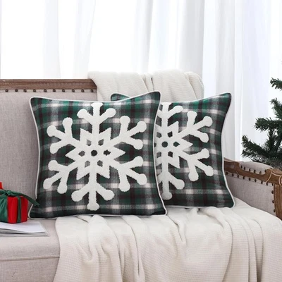 Fundas de Almohada All Smiles Navidad Exterior 16 x 16 (Pack de 2), Verde  Foto 1 de 4