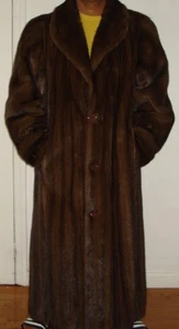 Men's 52" Long AMERICAN FUR AWARD Mahogany Mink Fur Coat Size 50-52 FREE SHIPPIN - Picture 1 of 7