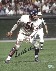 Dick Butkus autographed 8x10 photo football Chicago Bears white jersey - Picture 1 of 2