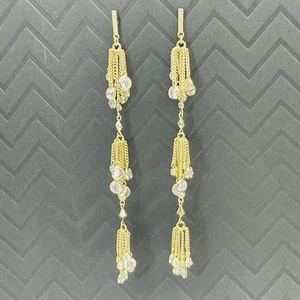 Kendra Scott Billie Linear Ohrringe Goldfarben Kristall Quaste Tropfen Statement - Bild 1 von 7