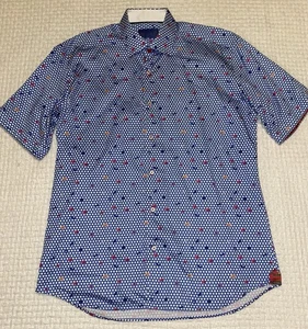 Men’s Floral Shirt Large Stylish Polka Dot Aztec EUC Casual Office Bold Style - Picture 1 of 7