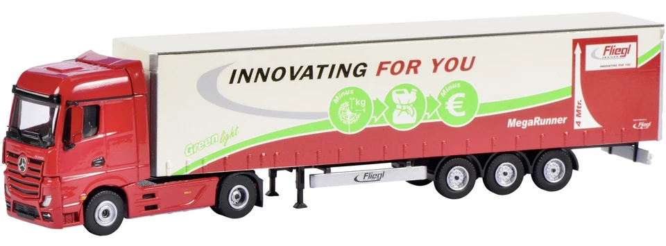 SCHUCO - MERCEDES Actros 4x2 con semi lona Fliegl 3 ejes - 1/87 - SCH22060 - Imagen 1 de 1