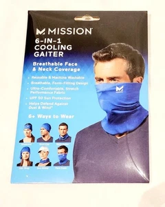 Nuevo Mission 6 en 1 Polaina de Enfriamiento Transpirable Cara + Cuello Cubierta Máscara Azul - Imagen 1 de 1