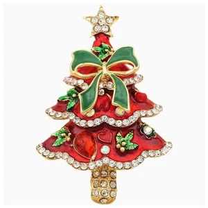 Betsey Johnson Enamel & Crystal Christmas Tree Brooch - Picture 1 of 1