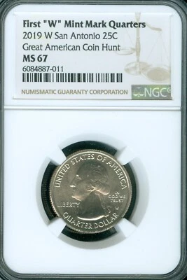 2019 W SAN ANTONIO PARK QUARTER NGC MS67  SPOTLESS 2ND FINEST . - Image 1 of 2