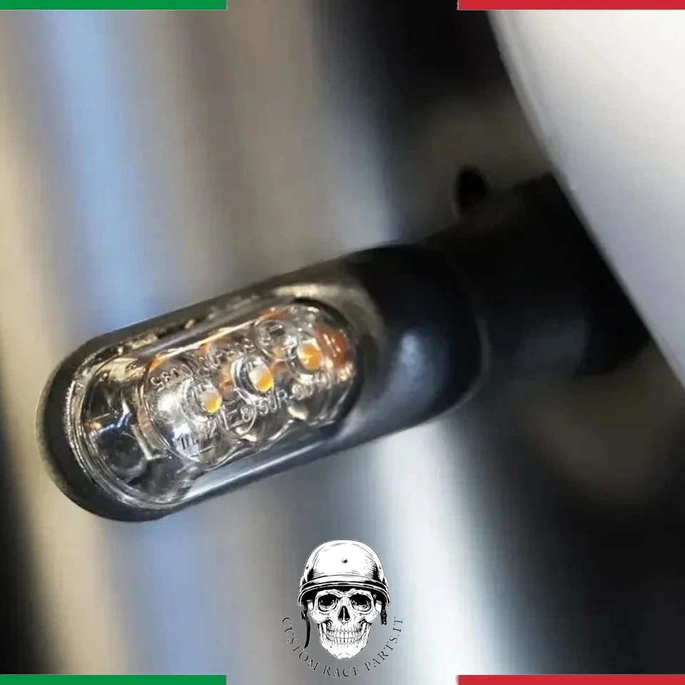 🇮🇹 KIT 2 MINI FRECCE INDICATORI LED MOTO HARLEY CUSTOM CAFE RACER OMOLOGATE - Bild 1 von 4
