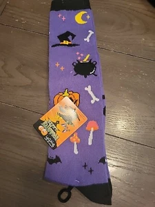 Halloween Socks Pumpkin Witch Hat Purple Black Size 4-10 New - Picture 1 of 4
