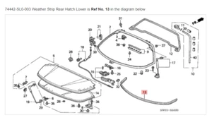 HONDA ACURA GENUINE OEM NSX Weather Strip Rear Hatch Lower ☆ 74442-SL0-003 ☆ - Picture 1 of 5