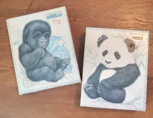 ZWEI Vintage goldene Puzzles gefährdete Arten 25 Teile ~ Panda & Gorilla ~ versiegelt - Bild 1 von 9