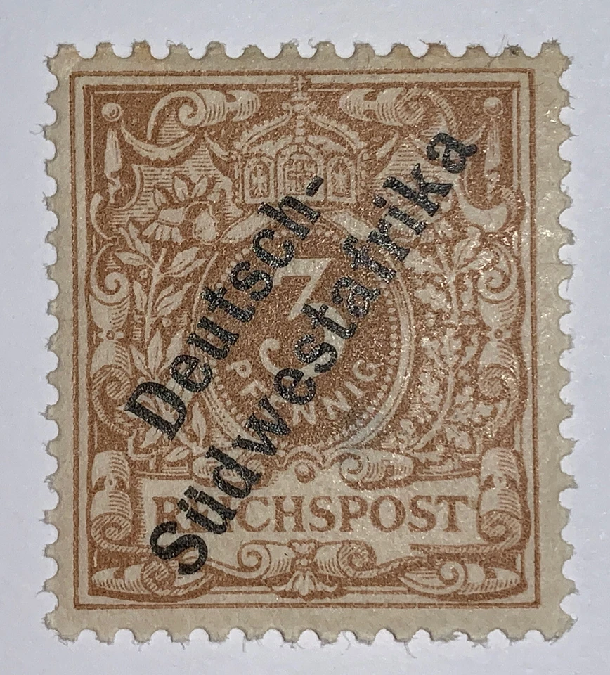 Travelstamps: German Germany South West Africa Color Variety, 3pf OP Mint Og H - Image 1 of 4