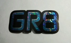 CHATSPEAK GR8 GREAT BLACK BLUE TEXT #9 METALLIC STICKER - Picture 1 of 1