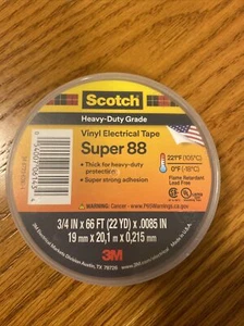 3M Scotch Super 88 Vinyl Electrical Tape 3/4" x 66FT Heavy-Duty Grade. 3M. New - Picture 1 of 8