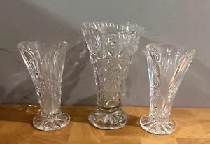 Collezione di 3 vasi vintage in miniatura in vetro pressato Bud - Foto 1 di 3