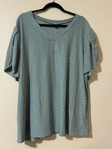 SHEIN LUNE Plus Eyelet Embroidery Petal Sleeve Tee - Picture 1 of 2