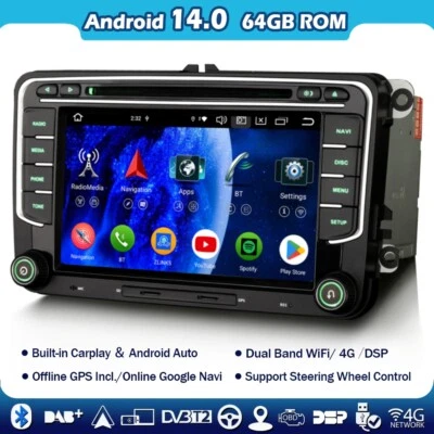 Android 14 Autoradio DVD Carplay Für VW Caddy Amarok T6 Polo Crafter Skoda Yeti - Bild 1 von 4