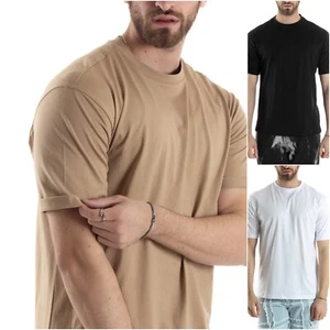 t shirt maglia maglietta uomo sottogiacca in cotone 100% over fit larga l xl xxl - Picture 1 of 34