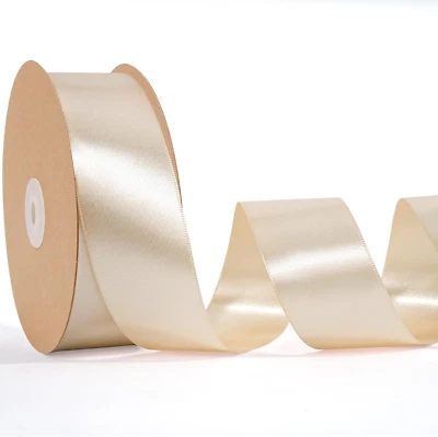 Nude Satin Ribbon 1 1/2 Inch 50 Yards Luxury Double Faced Ivory Silk Ribbon for - Image 1 of 4