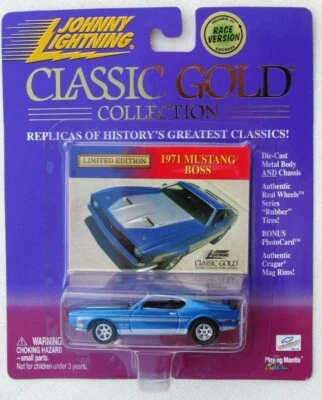 Johnny Lightning Classic Gold 1971 Mustang Boss 351 exclusiva versión carrera rueda Foto 1 de 2