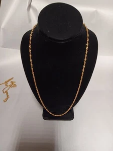 Gold Over Sterling Silver 925 Sparkly Byzantine Necklace 24" Italy - Picture 1 of 5