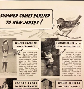 1938 New Jersey Council Sommerurlaub Vintage Druck Werbung Golf Angeln Küste - Bild 1 von 2