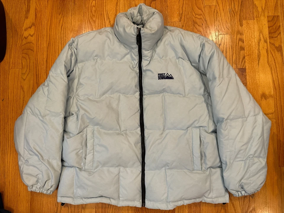 Chaqueta de Invierno First Down Azul Claro/Negro Puffer Duck Plumón Hombres Talla 2XL Foto 1 de 4