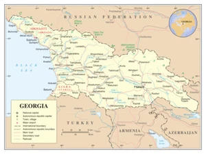 Georgia Political Administrative Province Road Highway Rail City Country Map - Picture 1 of 3