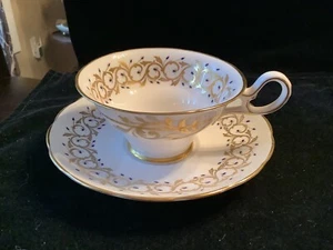 ��Preciosa taza y platillo dorado y azul para Halls of Kansas City de Grosner ���� - Imagen 1 de 10