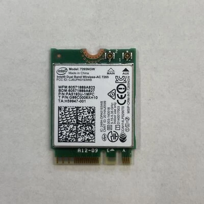 Genuine Intel Dual Band Wireless-AC 7265 WiFi Card + BT 4.2 7265NGW PA5193U-1MPC - Image 1 of 2
