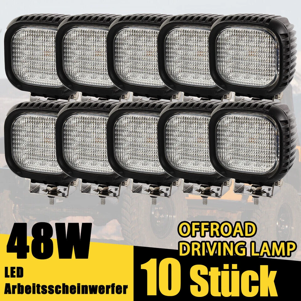 10X 48W Cree LED Arbeitsscheinwerfer 12V 24V Auto Strahler Traktor Scheinwerfer - Bild 1 von 4